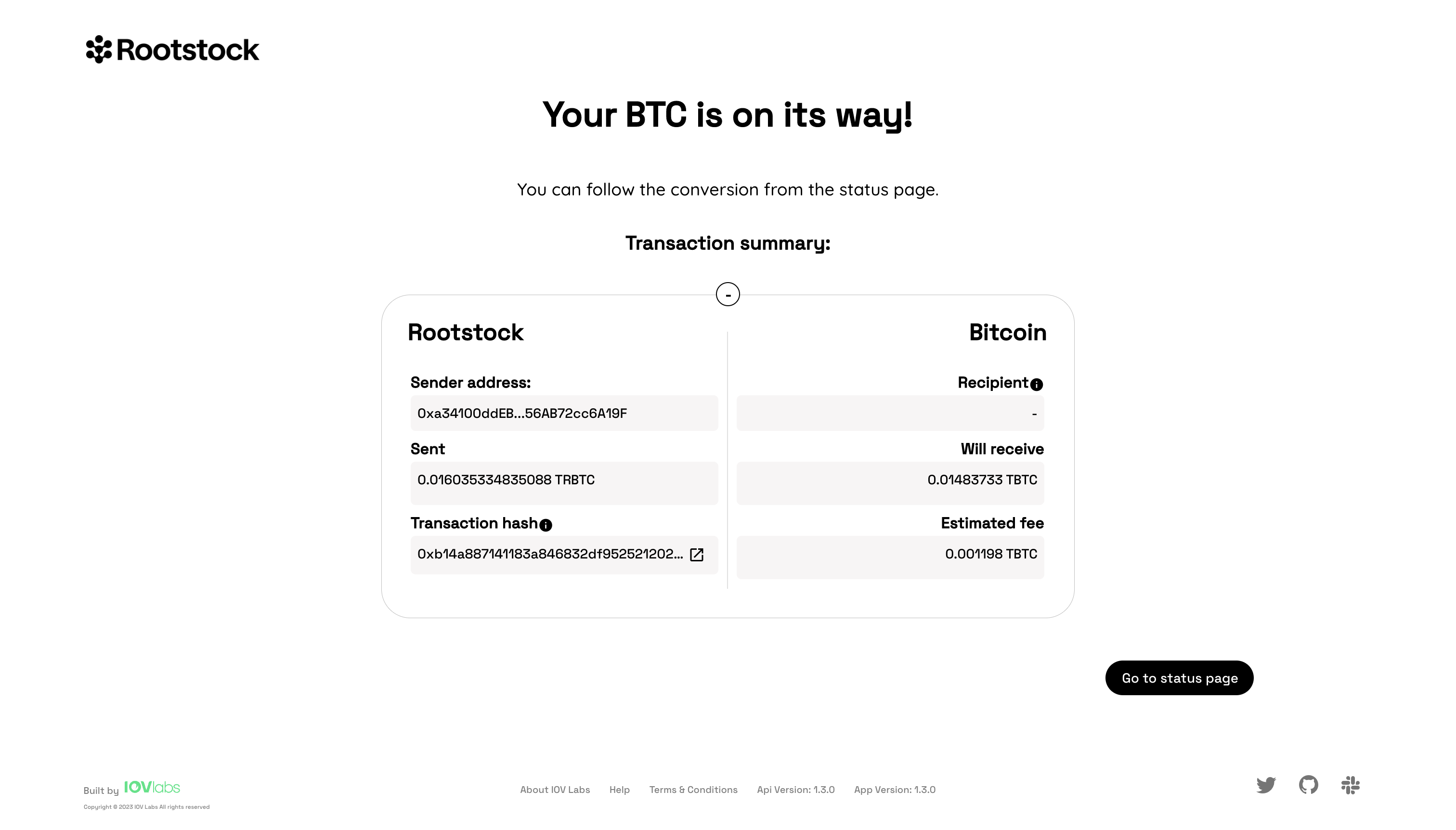 BTC on its way